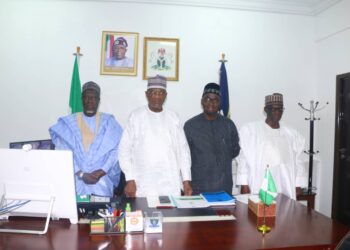 Picture  News. NASC Chairman, Ahmed Kadi Amshi Congratulates Minister for police affairs, Senator Dr Ibrahim Geidam in his office at the federal secretariat on Friday.