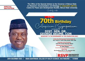 SPECIAL NOTIFICATION OF THE FORTHCOMING 70TH BIRTHDAY COLLOQUIUM/SYMPOSIUM IN HONOUR OF THE SECRETARY TO THE GOVERNMENT OF THE FEDERATION,