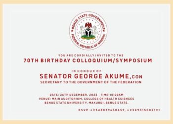 SPECIAL ANNOUNCEMENT!!      In view of the forthcoming colloquium/symposium organized in honour of Senator George Akume,CON at 70,we wish to make the following announcements: