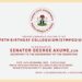 SPECIAL ANNOUNCEMENT!!      In view of the forthcoming colloquium/symposium organized in honour of Senator George Akume,CON at 70,we wish to make the following announcements: