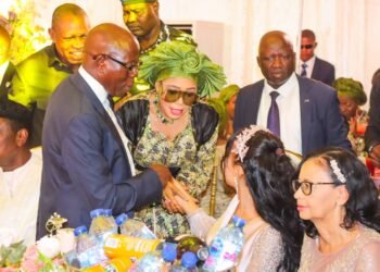 Political Luminary: Dr. Mrs. Mary Alile Illuminates Oshiomhole Wedding With Radiant Presence