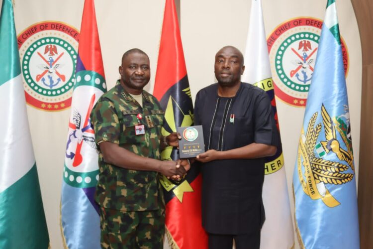 FHA MD Hon Oyetunde Ojo visits the Chief of Defence staff, General CG Musa.