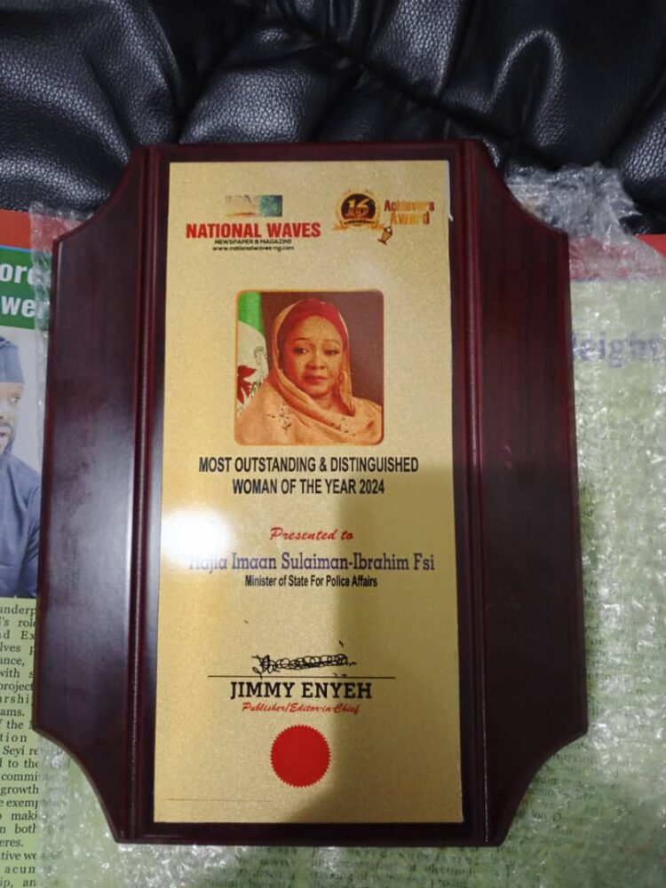 Just In; Minister of Police Affairs, State, Imaan Bags Leadership Award.