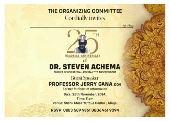 25th Memorial Anniversary of Dr Achema ; Organisers Rolls out Programs of Event for November 25..