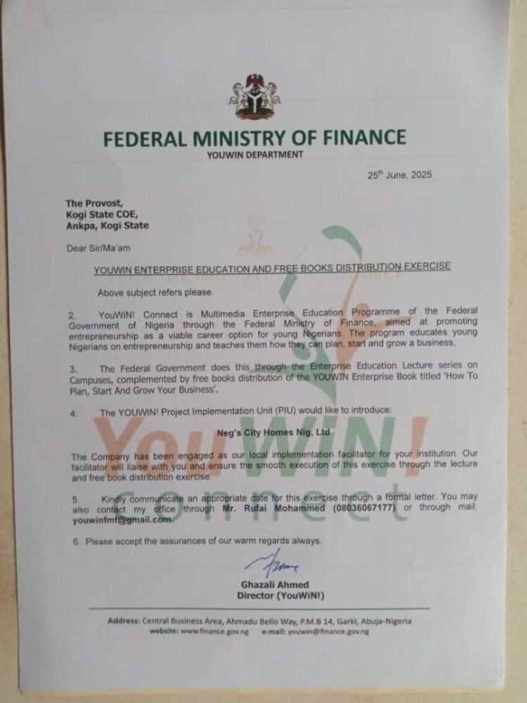Federal Government Partners Kogi State College of Education to Train Students on Entrepreneurship, July 24.