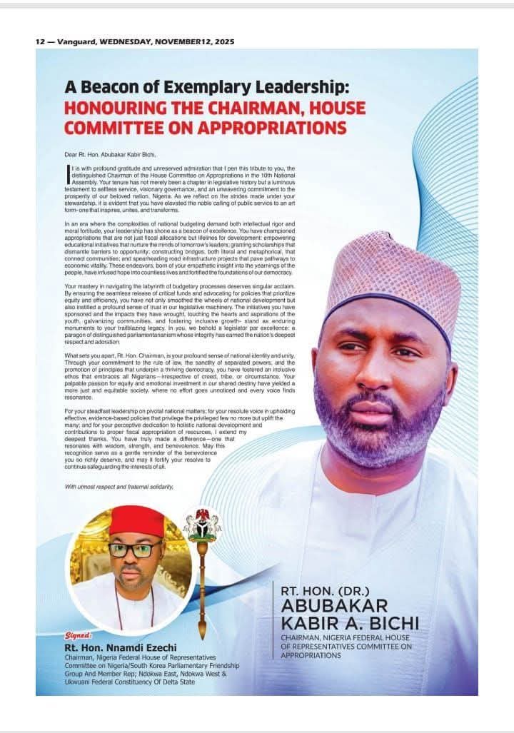 A Beacon of Exemplary Leadership: Honouring the Chairman, House Committee on Appropriations.