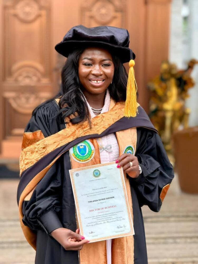 Praises pour in for Esther Tonlagha, as she bagged Doctorate Degree Supports Federal University Utuoke with 100M