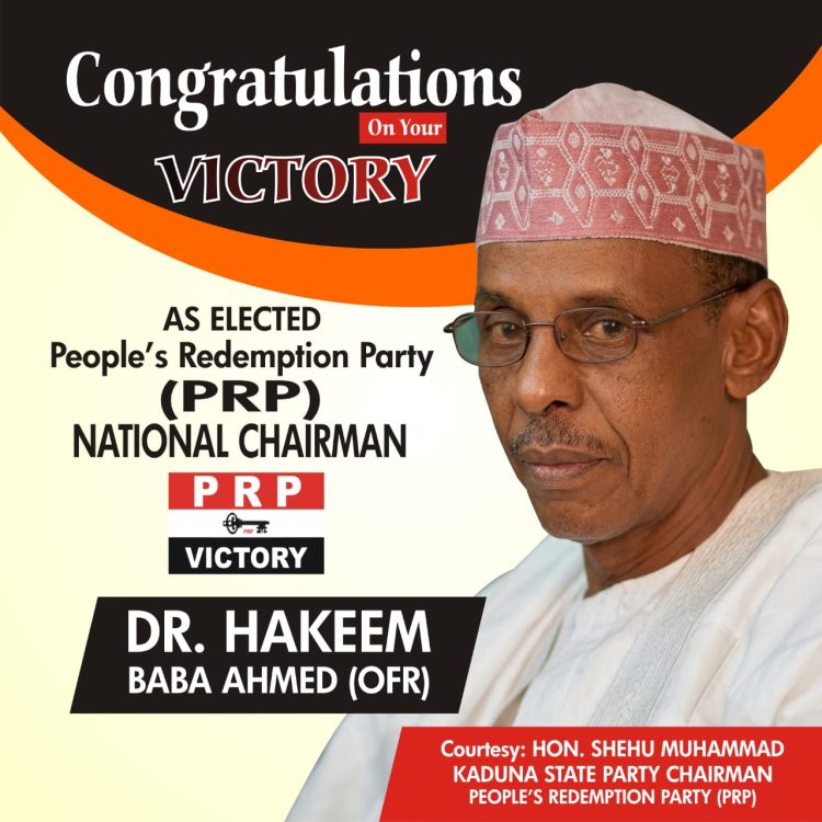 National Convention; Kogi PRP Chairman, Secretary Congratulates Elected National Executives